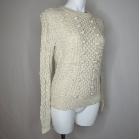 J. Crew Cream Popcorn Cable Knit Sweater Women's XS XSmall - Picture 4 of 8